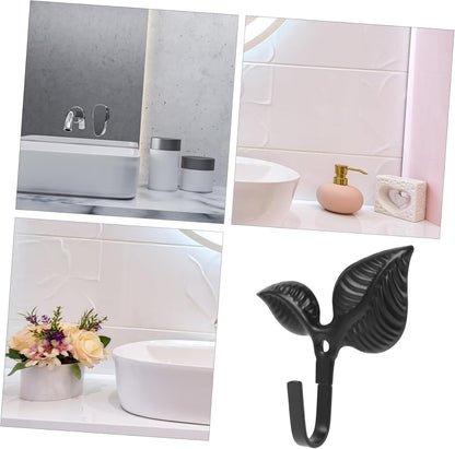 4pcs Bathroom Door Hooks, Entryway Key Hook Wall Coat Hooks, Decorative Iron Art Hook Leaf Shaped