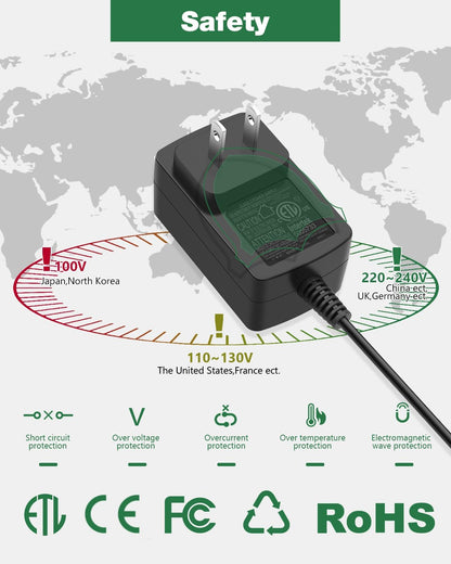 Charger for Bissell AirRam Cordless Vacuum 2144 2524 1984 19841 2151A, AC Adapter K12S270050U, 6ft Power Cord