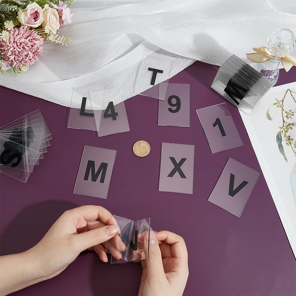 OLYCRAFT 62Pcs Bottle Service Sign Replacement Cards Bottle Presenter Cards Acrylic Sign Replacement Card Acrylic Letter Card VIP Sign with Letters A-Z Numbers 1-10 for LED Marquee Party Club Bar Decor