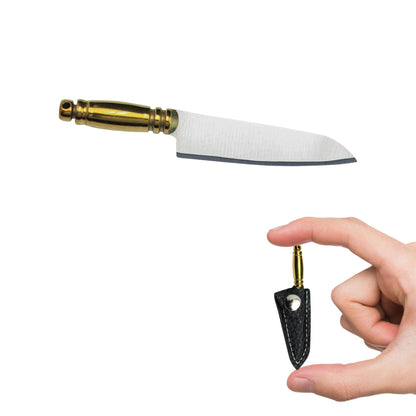 Terporium Mini Utility Knife with Sheath (Single) | Stainless Steel Precision Blade w/Gold Anodized Titanium Handle | 1.6" Blade, 2.7" Overall Length