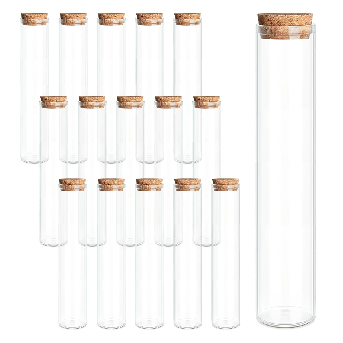 16-Pack 30ml (1.01 oz) Glass Bottles & Test Tubes with Cork Stoppers – for Spell Jars, Spice Storage, DIY Favors, Travel Memories, Plant Propagation – Empty Recyclable Containers for Crafts, Kitchen
