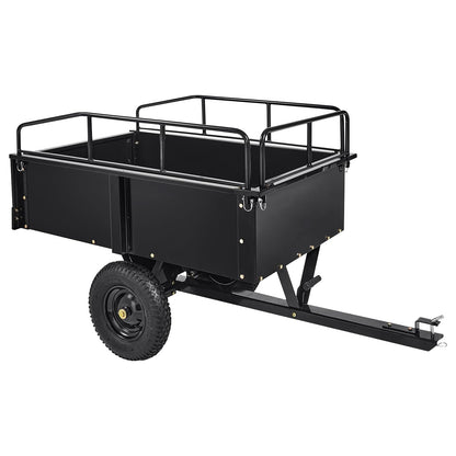 Heavy Duty Dump Cart ATV/UTV Trailer, 1600 Lb with Removable Sides & All Terrain Tires Lawn Mower- Gardening Equipment for Yard, Lawn, and Outdoor Use