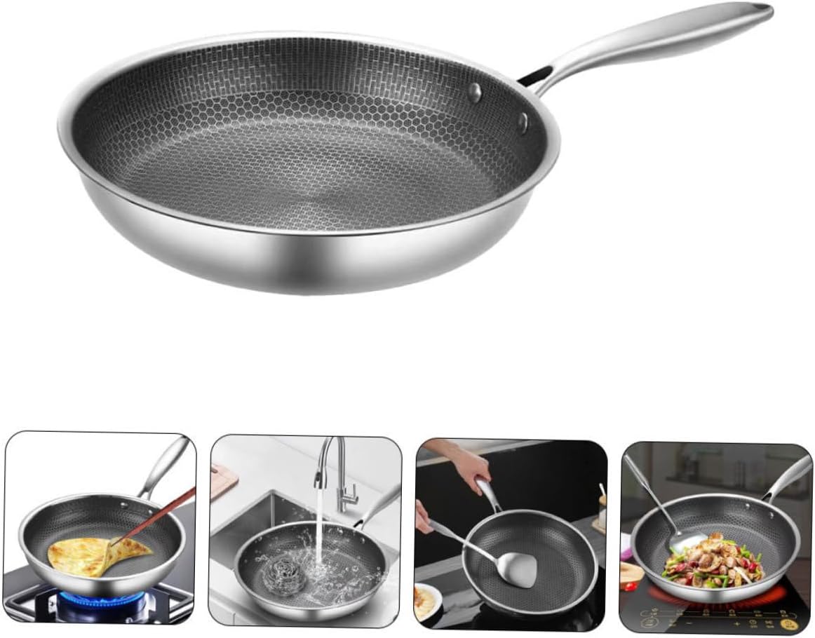 Stainless Steel Omelette Pan, Non Stick Honeycomb Frying Pan for Cooking, Small Egg Frying Pan