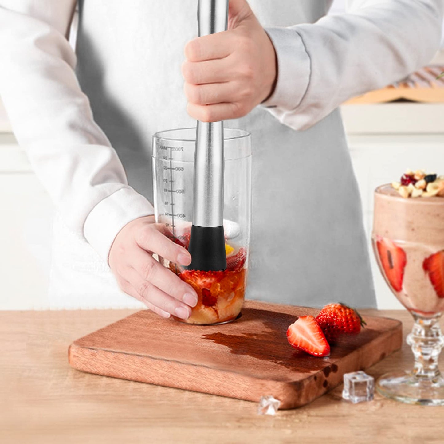 tifanso Muddler for Cocktails, 10" Muddler and Long Handle Bar Cocktail Mixing Spoon, Stainless Steel Stirrer, Bar Accessories Tools for Mojitos Fruit Drinks