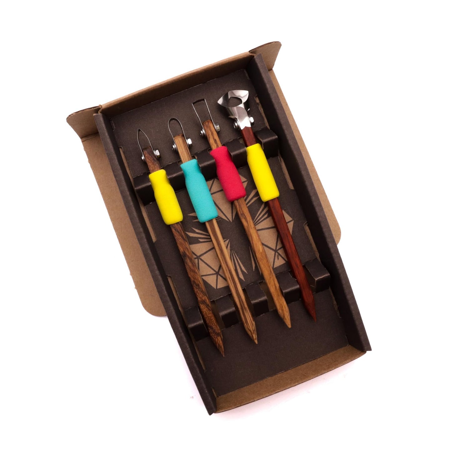 The Original DiamondCore Tools: 4-Pack Pottery Carving Tool Set ‚ P1, P2, P5, X1, Clay Carving, Ceramic Sculpting, Sgraffito, Relief Fluting (Set 1)