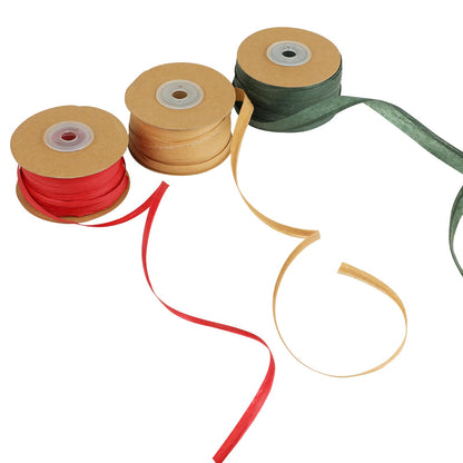 FOIMAS 984ft Raffia Paper Ribbon,Red Green Brown Kraft Ribbon Gift String Packing Paper Twine for Christmas Gift Wrapping DIY Craft Supply