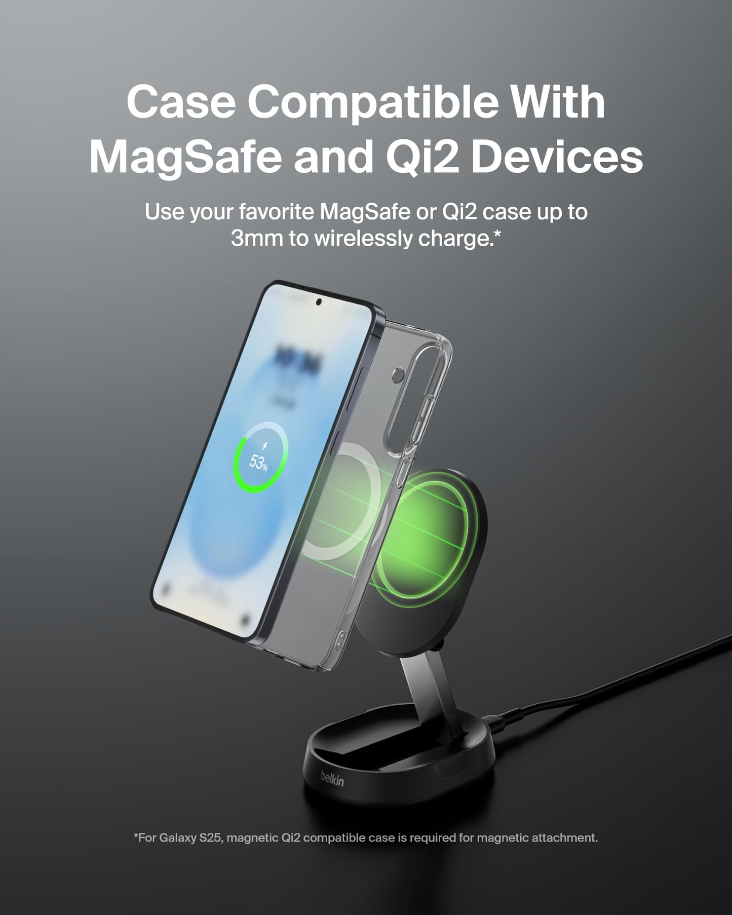 Belkin Magnetic Wireless Charging Pad 15W - MagSafe-Compatible Qi2-Certified Wireless Charging Station, iPhone Charger for Apple iPhone 16, 15, 14 Series, AirPods w/Non-Slip Base - Black (No PSU)