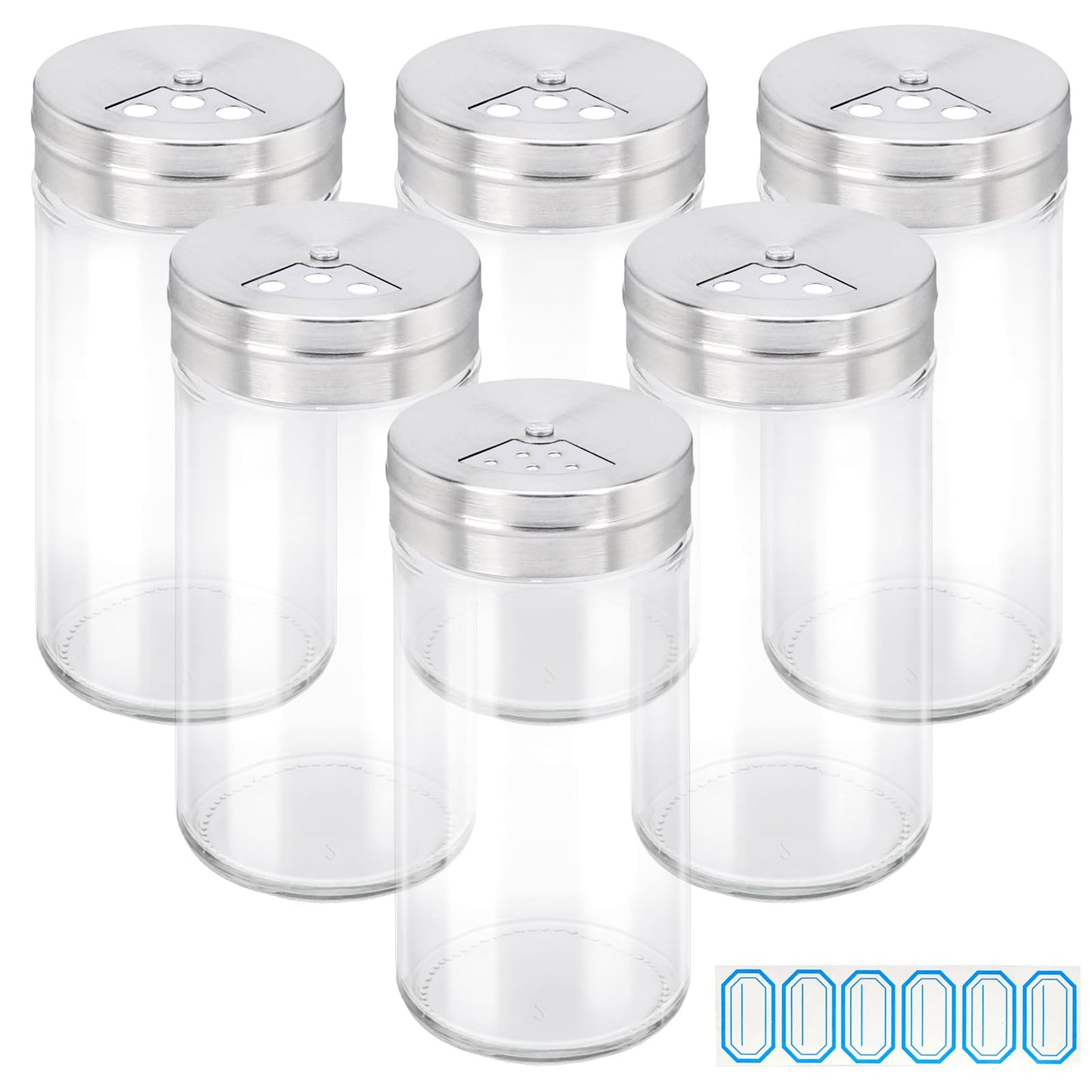 Segarty Spice Jars, 6 Pack 3 oz Spice Bottles with Shaker Lids, Glass Empty Storage Containers with Adjustable Stainless Steel Flow Top for Your Regularly Used Spices