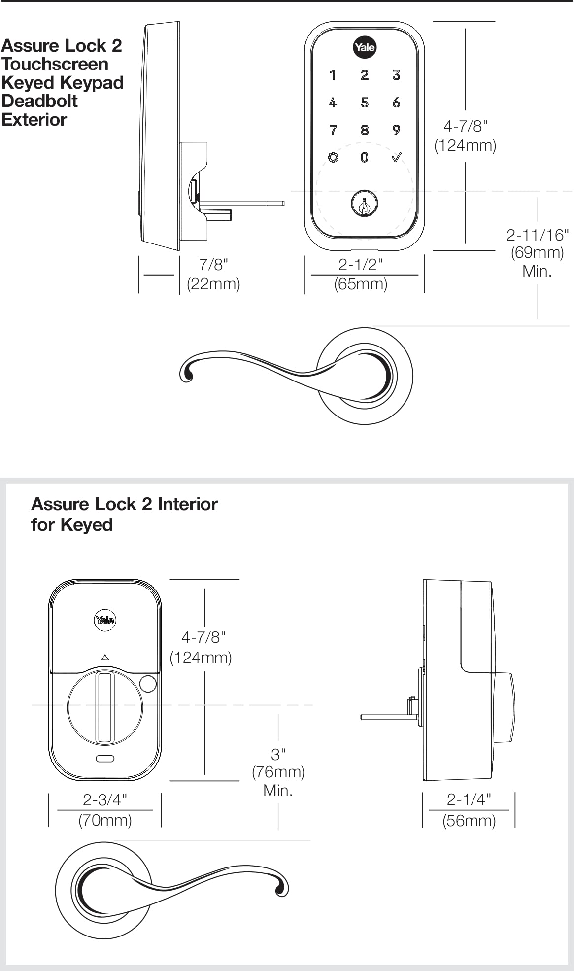 Yale Security Assure Lock 2 Deadbolt, Black Suede Keyed Smart Entry Door Lock with Wi-Fi Connected Keypad for Code Entry and Remote Access, YRD410-WF1-BSP