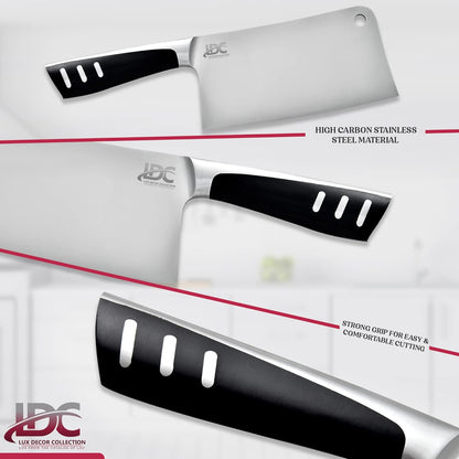 LDC 7" Inch Meat Cleaver Knife - High-Carbon Stainless Steel for Heavy-Duty Slicing, Mincing, Chopping
