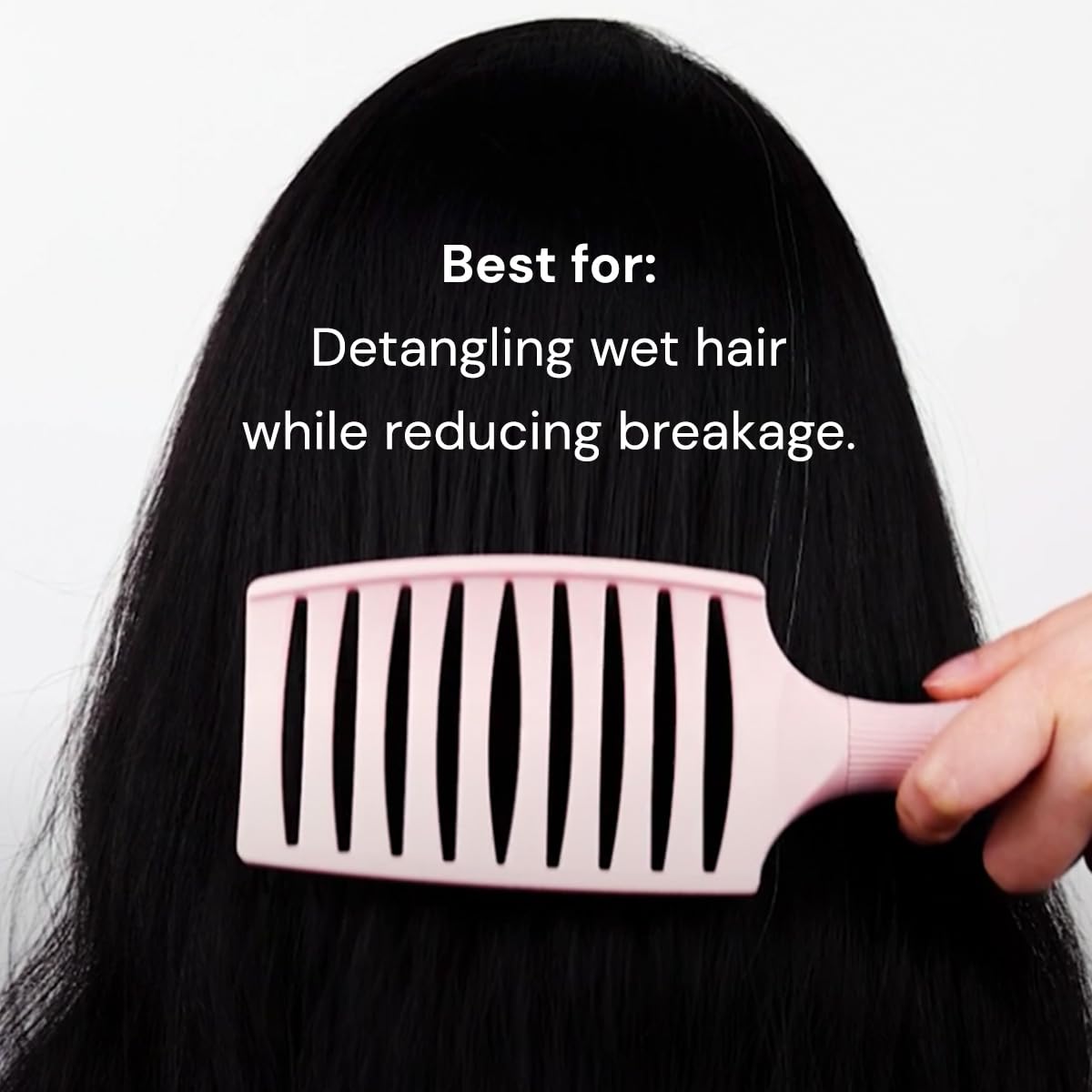 L'ANGE HAIR Siena Wide Curved Vented Detangle Brush | Nylon Bristles | Best for Tangles and Knots | Ideal for Men and Women | Vented for Airflow | Black