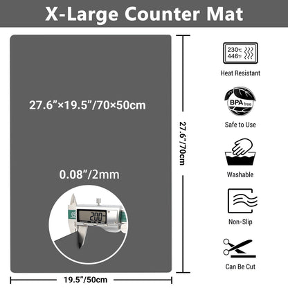 Ewen 27.6x19.5in 2mm Silicone Mats for Kitchen Counter, Thick Heat Resistant Silicone Baking Mat Placemat, Large Glass Top Stove Cover Countertop Protector Pad for Pastry Air Fryer Coffee Maker Art