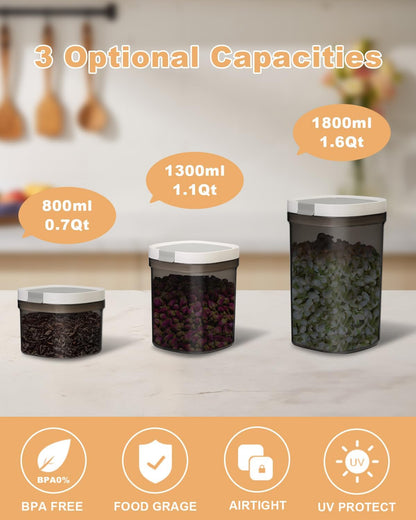 Airtight Coffee Storage Container - 1.1QT/1300ML Plastic Canister with Lid for Coffee, Flour, Sugar, BPA Free