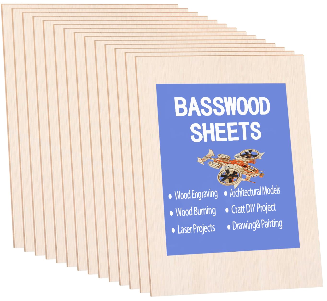 15 Pack Balsa Wood Sheets, 2mm Plywood Sheet, Basswood Sheets 5X7X1/16 Inch,Unfinished Wood Boards Blanks for Laser Cutting, Engraving, Burning, Crafts