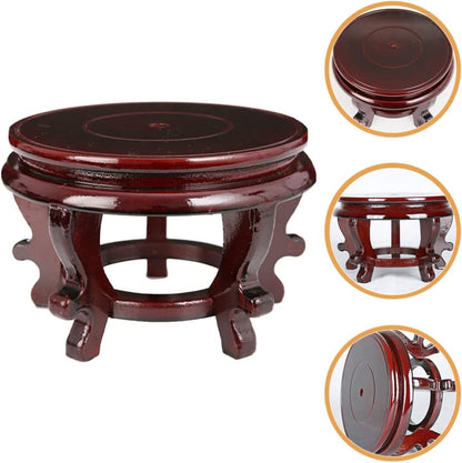 YARNOW Wooden Plant Stand, Rustic Flower Pot Base Holder Stool, Oriental Style Plant Saucer for Vase Display