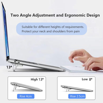 2PCS Zinc Alloy Mini Foldable Laptop Stand, Portable Computer Keyboard Riser with 2 Adjustable Angles, Self-Adhesive Invisible Notebook Stand and Keyboard Lift for Desk (Pink)