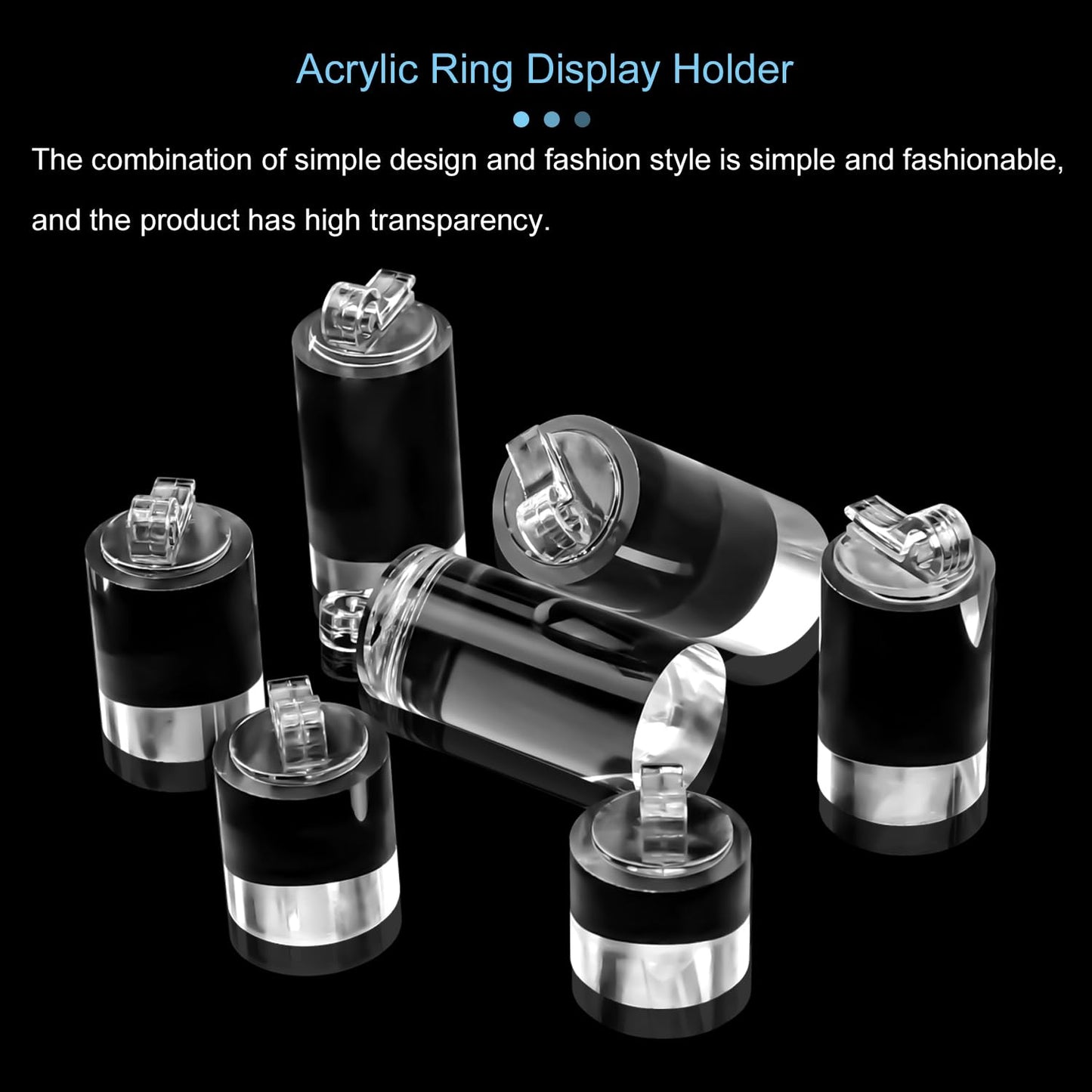 Enenes 7 Pack Acrylic Ring Display Holder Clear Cylinder Jewelry Stand for Wedding Engagement Rings Organizer Sturdy Solid Showcase
