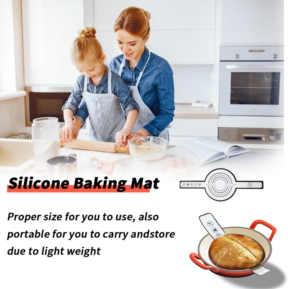 Silicone Baking Mat, 8.3 Inches Bread Sling, Reusable Dough Mat for Dutch Oven Sourdough Bread Baking
