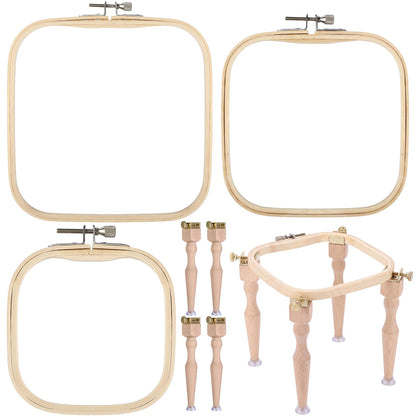Novabright 3 Pcs Embroidery Hoop Stand Set 5.1" / 6.3" / 7.9" Square Hoops 4 Professional Stands Embroidery Kit for Arts Crafts Sewing Needlework Cross Stitch Supplies