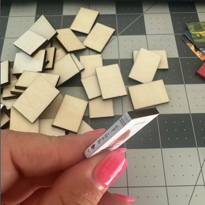 50 Pcs Blank Mini Books for Miniature Bookshelf, Wooden Dollhouse Books 1:12 Scale Mini Books, Print Off The Covers and Backs of The Books You Have Read, Create Your Own Tiny Library