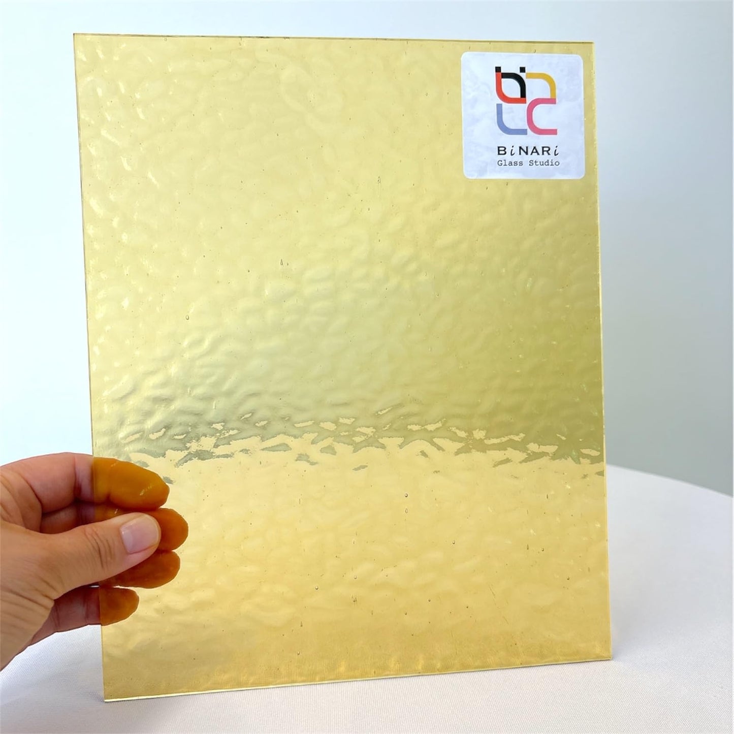 Wissmach Stained Glass Sheet: Light Amber English Muffle (8"x12"-1 Sheet) | Curated by BiNARi Glass Studio
