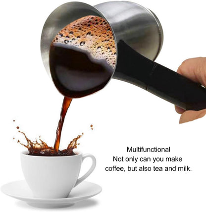 Turkish Coffee Maker, 600ml Stainless Steel Electric Pot with Long Handle for Home and Travel