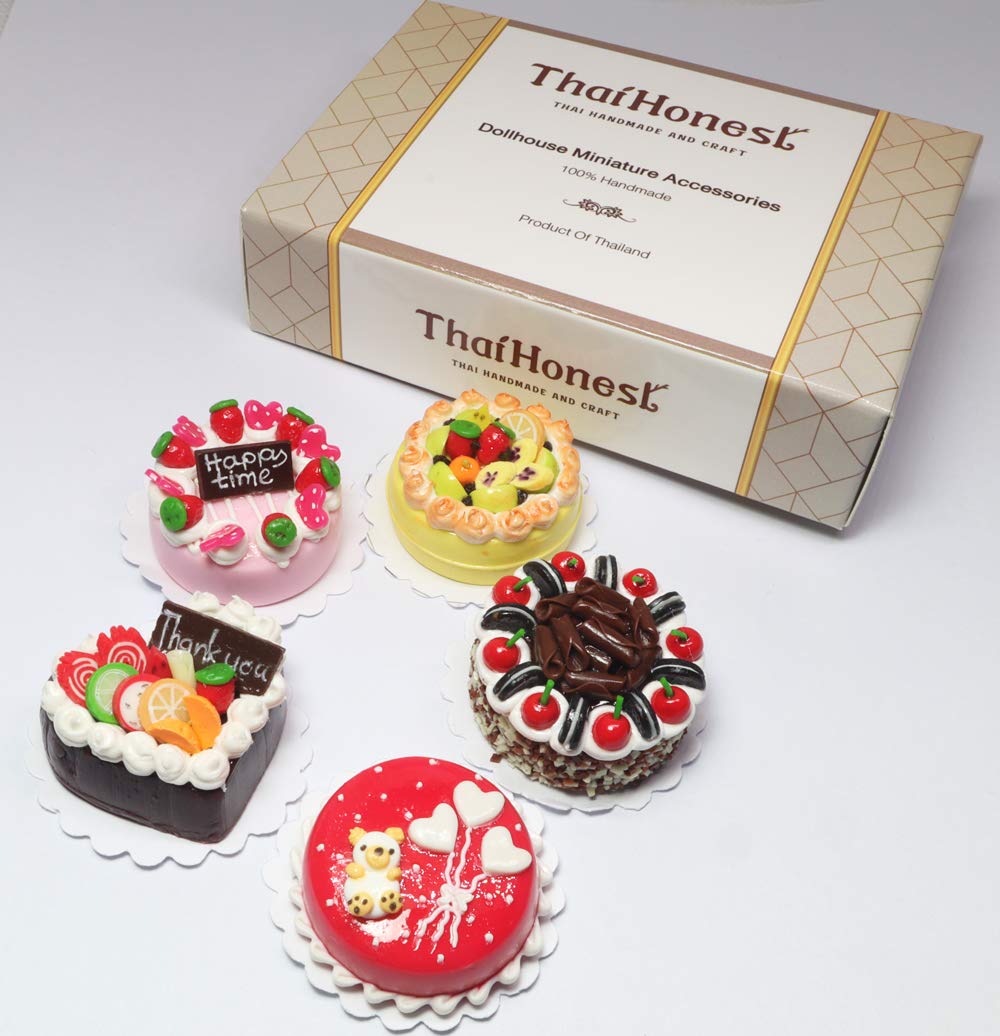 Lovely Mixed 5 Assorted Cake Dollhouse Miniature Food,Tiny Food