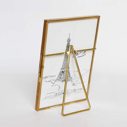 WONTHAI Gold Picture Frame - 4x6 Antique Brass Postcard Picture Frame for Desk - Small Pressed Glass Frame for Pressed Flowers - Floating Vertical (4 * 6 vertical)…