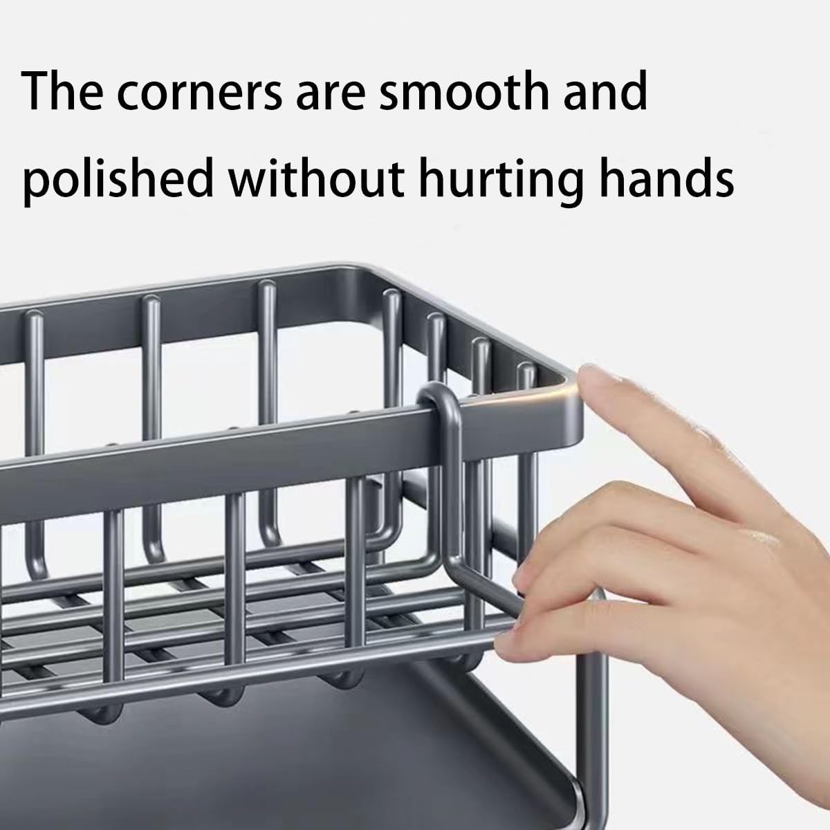 Stainless Steel Sponge Holder for Kitchen Sink, Anti-rust Caddy with Drain Tray, Sponge Rack Holder (Silver)