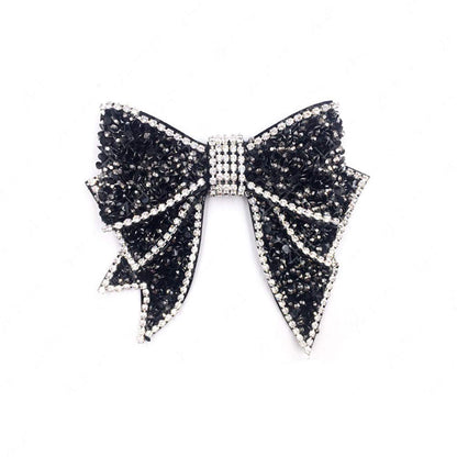 Fodattm 2PCS Huge Handmade Rhinestone Bow Shoes Decoration Charms No Clip No Strap DIY Crafts Findings Accessories Butterfly Shoes Bag Package Accessories (Black)