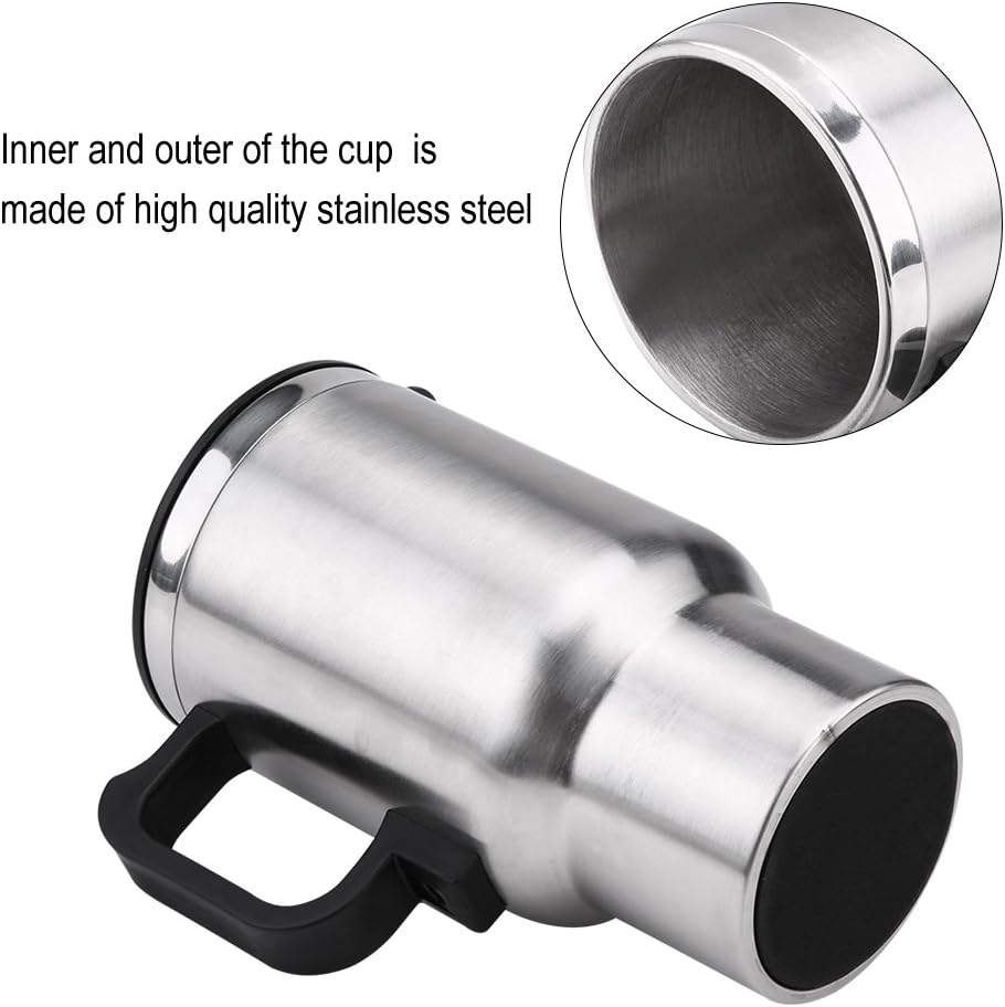 12V Electric Cup for Car, Stainless Steel Travel Heating Cup for Coffee Tea (12V 450ml)