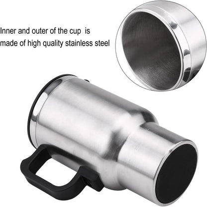 12V Electric Cup for Car, Stainless Steel Travel Heating Cup for Coffee Tea (12V 450ml)