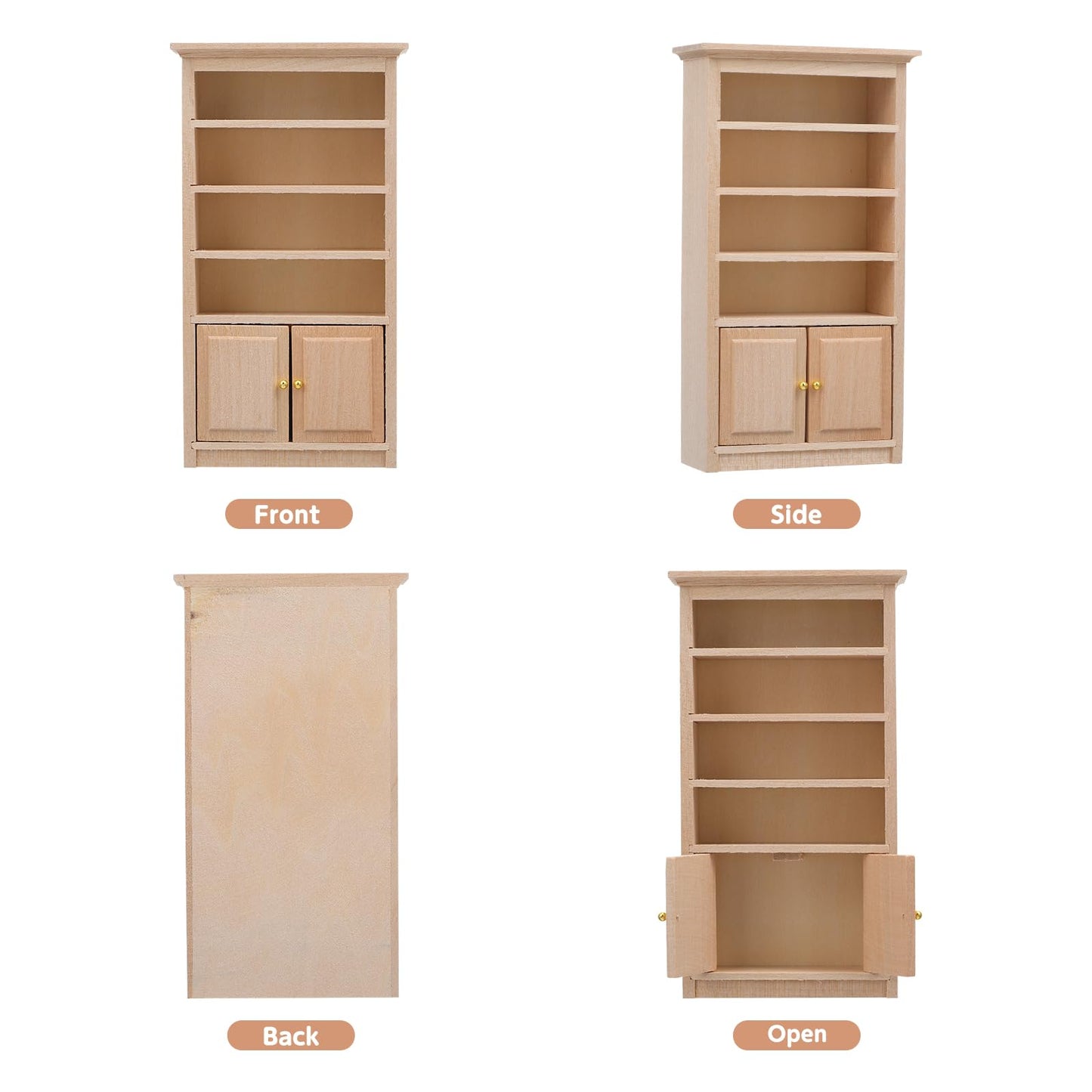 Toyvian Mini Wooden Drawer Cabinet, 1: 12 Dollhouse Decoration Bookshelf with Wood Drawer Tiny Bookcase TV Cabinet Model Storage Shelves Dollhouse Furniture Accessories