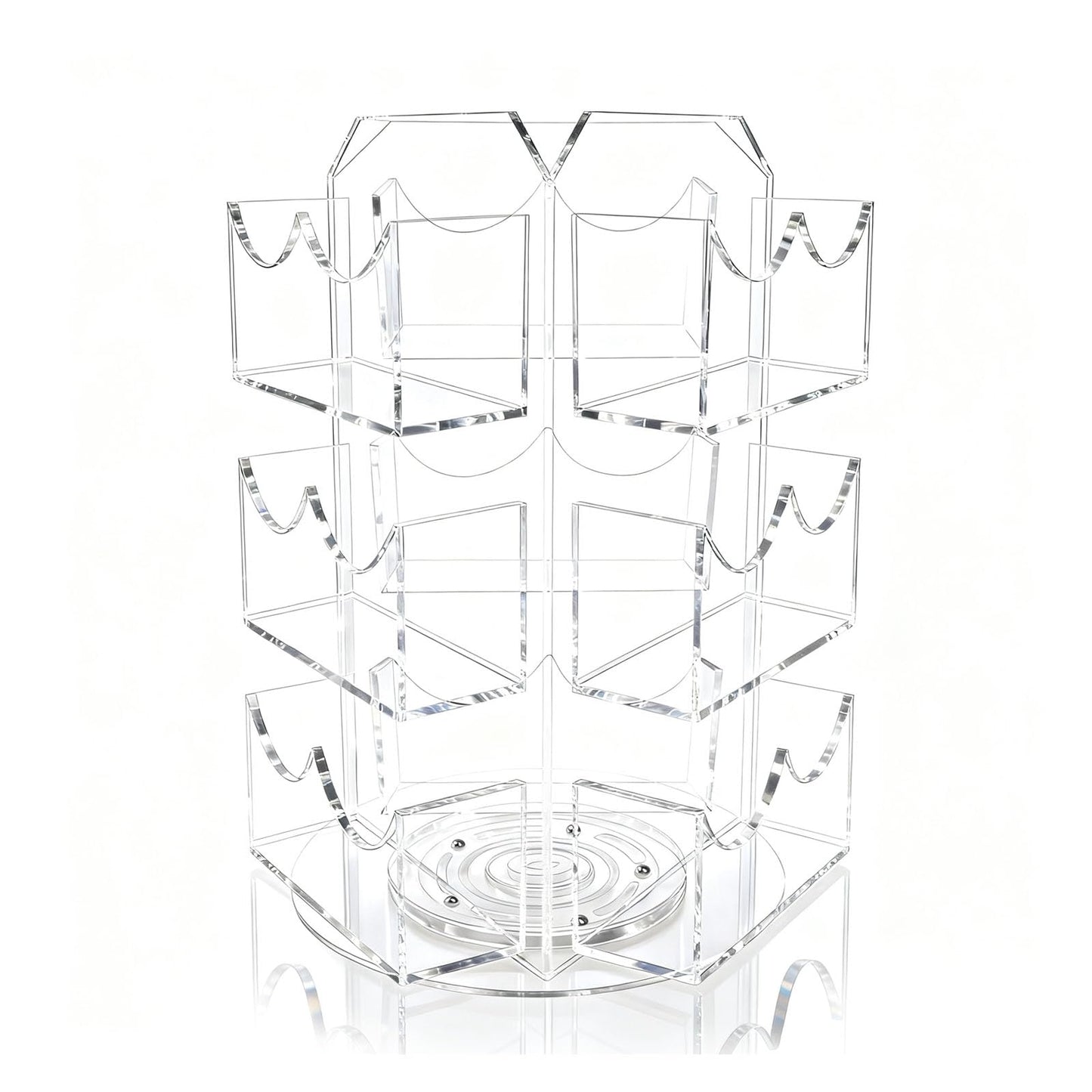 Girouetes Spinning Sticker Display Stand for Vendors, Acrylic Clear 360° Rotating Sticker Card Holder for Retail, No Assembly Required 3 Tier 9 Pockets Business Card Organizer Rack for Tabletop Office Home Desk
