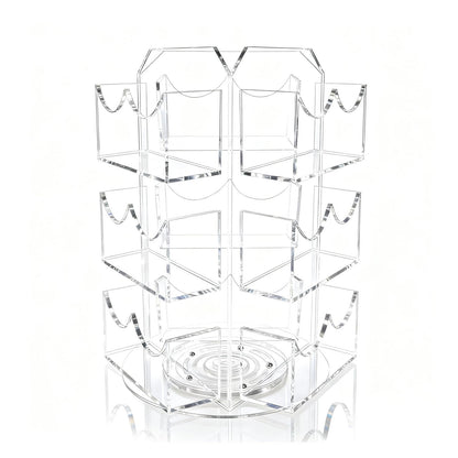 Girouetes Spinning Sticker Display Stand for Vendors, Acrylic Clear 360° Rotating Sticker Card Holder for Retail, No Assembly Required 3 Tier 9 Pockets Business Card Organizer Rack for Tabletop Office Home Desk