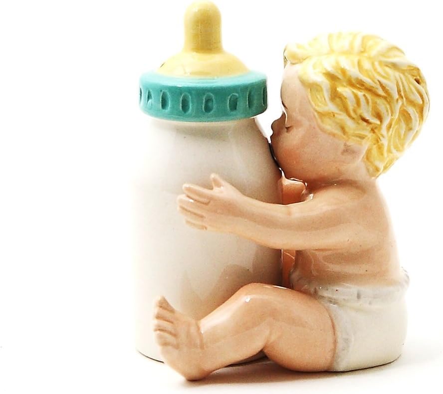 Set Ceramic Baby with Bottle Salt and Pepper Shaker