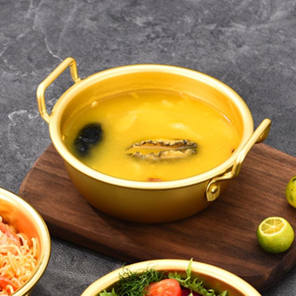 Yardwe Korea Ramen Pot, Fast Noodles Cooking Pot, Aluminum Ramyun Pot with Handles, for Soup, Curry, Pasta