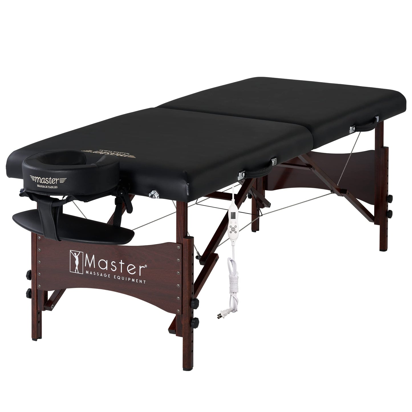 Master Massage 30" Roma Therma Top Heated Portable Massage Table, Wide Salon Spa Beauty Facial Bed with Adjustable Heating System, Face Pillow, and Carrying Bag (Black)
