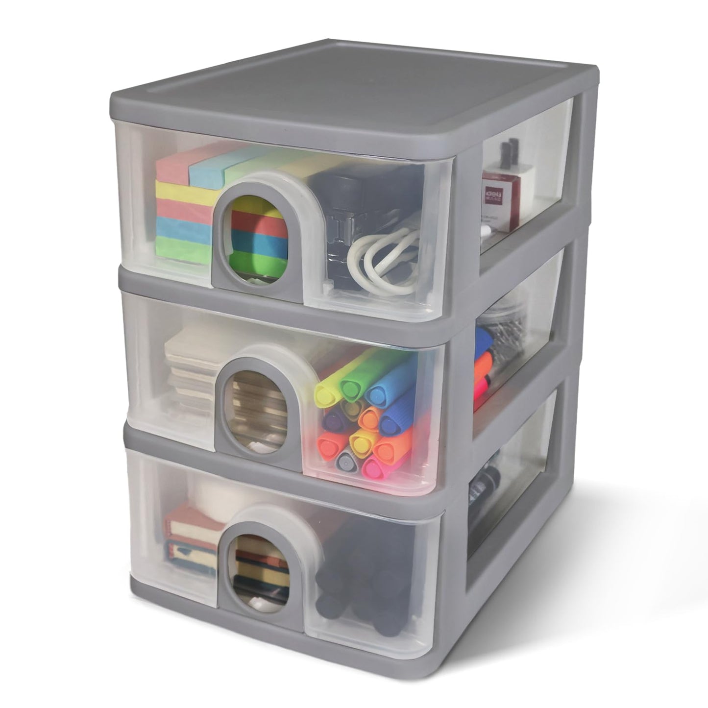 DETEIN Desktop Storage Drawers Desk Organizer with Drawers, 3 Drawers Organizing Drawers Clear Small Plastic Storage Drawers for Crafts, Accessories, Stationeries, Office Supplies, Pens (1Pack)
