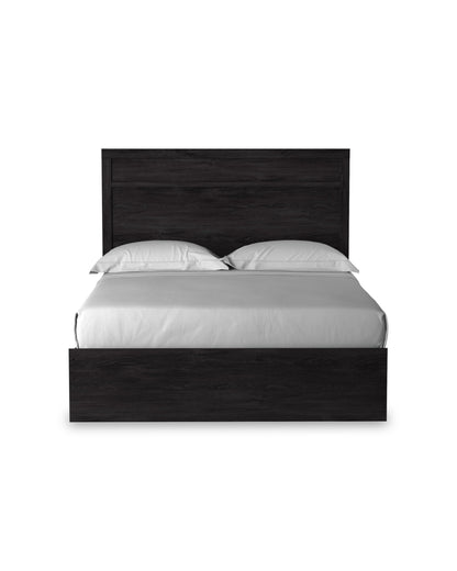 Signature Design by Ashley Belachime Casual Queen Panel Bed with Metal Slats, Foundation or Box Spring Needed, Black