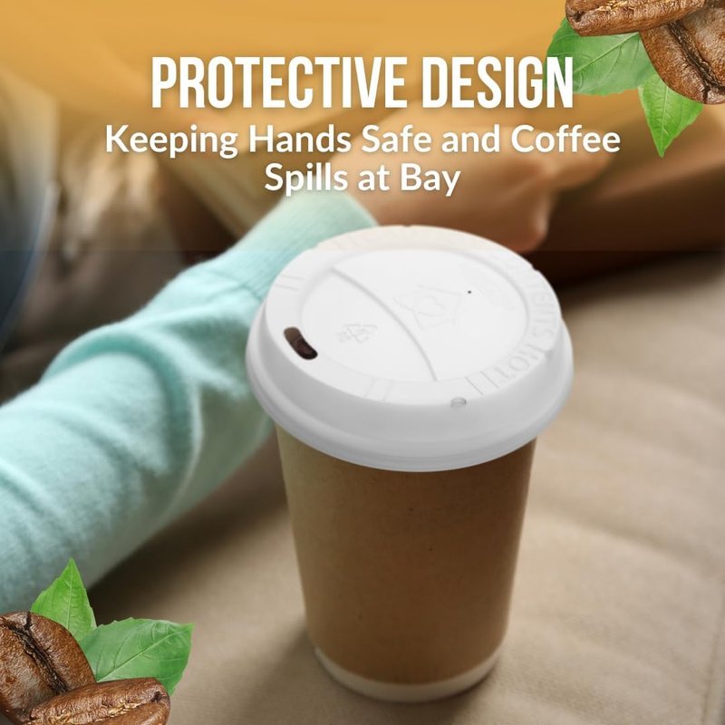 Pack Of 300, White Disposable Coffee Cup Lids, Coffee Cup Lids 10 oz 12 oz 16 oz 20 oz, Leak-Proof Plastic Coffee Lids, Heat-Resistant & Strong Hot Cup Lid For Coffe Cup For Everyday Convenience