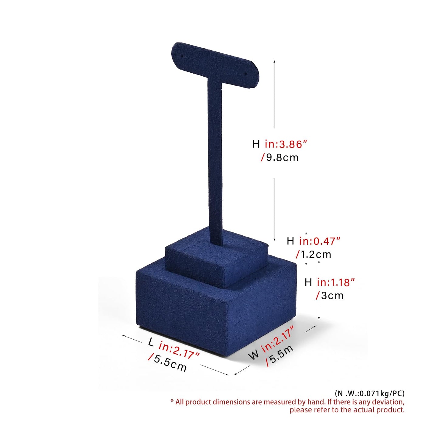 Woodten Microfiber T-Bar Earring Display Stand Compact Jewelry Earrings Holder for Jewelry Stores, Exhibits(Blue)