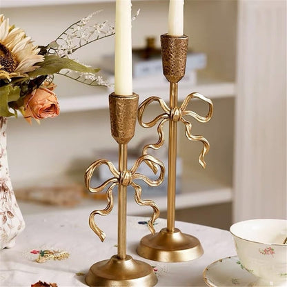 Candlestick Holders 2 Pcs Light Luxury Golden Candlestick Ornaments Elegant Candle Holder for Wedding, Church, Halloween, Dining, Home Decor Candle Holders