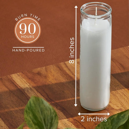Simply Soson 2x8 inch White Devotional Candles in Glass Jar - 12 Pack - 90 Hours – Prayer Candle - Tall Pillar Candles for Religious, Memorials, Party Decor