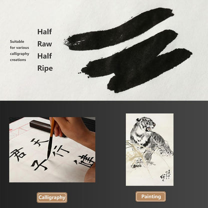 Xuan Paper Half Raw, 13.4" x 27.2" - 100 Sheets, Chinese Japanese Calligraphy Practice, Writing Drawing Rice Paper,Premium Japanese Sumi Paper
