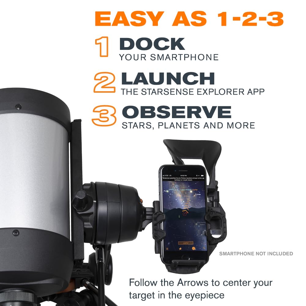 Celestron StarSense Explorer DX 5-inch App-Enabled Telescope – 130mm Schmidt-Cassegrain with Smartphone Dock & StarSense App – iPhone & Android Compatible – Easy-to-Use for Beginners