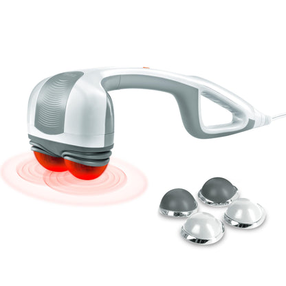 Homedics Back Massager - Heated Automatic Percussion Back, Body and Neck Massager with Dual Pivoting Heads, Interchangeable Nodes, for Shoulders, Legs and Feet, White