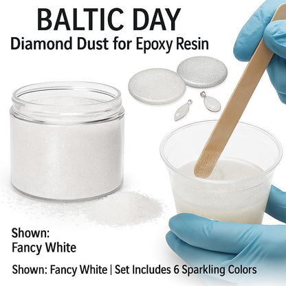 BALTIC DAY Diamond Dust – 6 Color Luxury Glitter Set for Epoxy Resin – Ultra Sparkle Mica Powder for Crafts, Tumblers, Jewelry & Art – Brilliant Crystal Shimmer Pigments