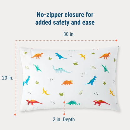 Wildkin 100% Cotton Kids Pillowcase – Jurassic Dinosaurs, Soft & Breathable Standard Size (20x30)