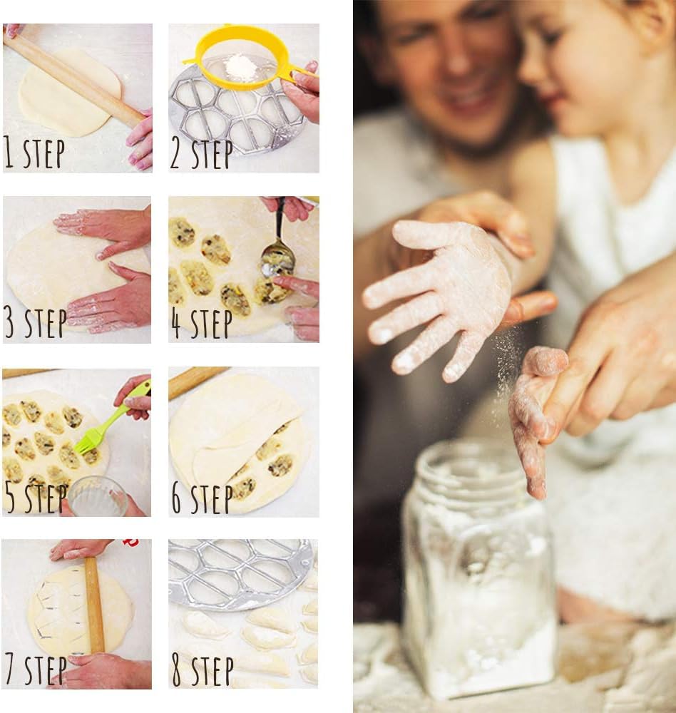 Vareniki & Pierogi Maker – Heavy-Duty 14-Slot Mold Press for Homemade Dumplings, Pierogi, Pastries, Samosas, Turnovers & More – Multi-Kitchen Tool for Global Recipes NEW